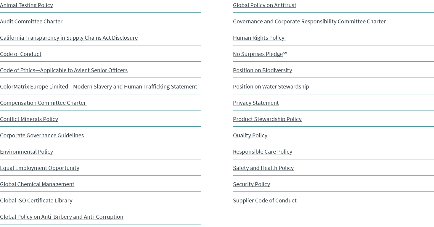Animal Testing Policy Audit Committee Charter California Transparency in Supply Chains Act Disclosure Code of Conduct...